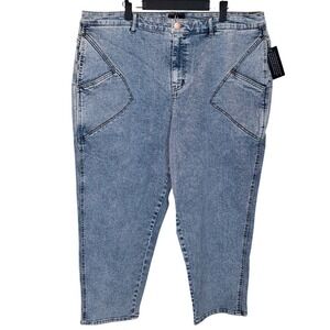 G by Giuliana Jeans High Rise Tapered Ankle Women's 22W Light Acid Wash‎ NWT